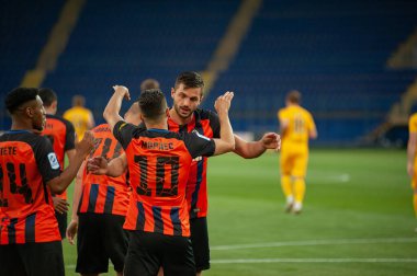 Kharkiv, Ukrayna - 11 Mayıs 2019: FC Shakhtar Donetsk Shakhtar Donetsk ve Olexandriya arasındaki maçın golünü kutladı