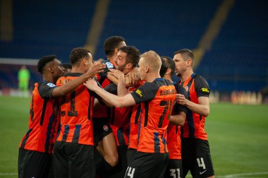 Kharkiv, Ukrayna - 11 Mayıs 2019: FC Shakhtar Donetsk Shakhtar Donetsk ve Olexandriya arasındaki maçın golünü kutladı
