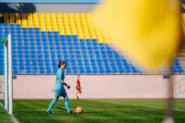 Kharkiv, Ukrayna - 13 Eylül 2020: Ukrayna Kadın Profesyonel Ligi Zhitlobud2 - Karpaty