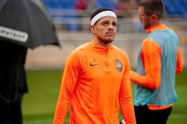Kharkiv, Ukrayna - 11 Mayıs 2019: Ukrayna Premier Ligi FC Shakhtar Donetsk FC Olexandriya maçından önce yakın plan portre kaptanı Taison