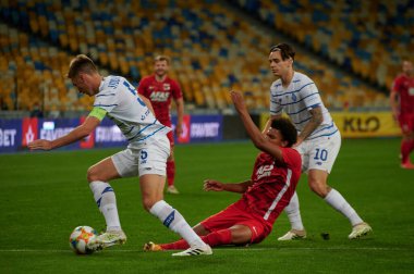 KYIV, UKRAINE - 15 Eylül 2020: AZ Alkmaar Calvin Stengs 'in UEFA Şampiyonlar Ligi 2020-AZ Alkmaar maçı sırasındaki oyuncusu