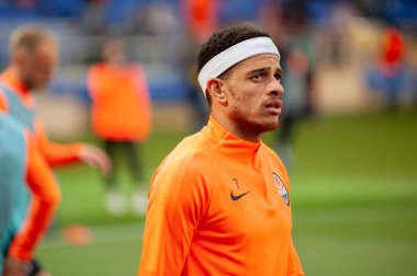 Kharkiv, Ukrayna - 11 Mayıs 2019: Ukrayna Premier Ligi FC Shakhtar Donetsk FC Olexandriya maçından önce yakın plan portre kaptanı Taison