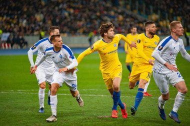 Kiev, UKRAINE - 14 Mart 2019: Dinamo Kiev, Ukrayna Chelsea, Londra, İngiltere maçında Marcos Alonso.