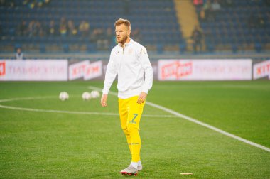 KHARKIV, UKRAINE - 16 Ekim 2018: UEFA Lig Milletlerinde Andriy Yarmolenko Ukrayna - Çek Cumhuriyeti Metalist Stadyumu 'nda