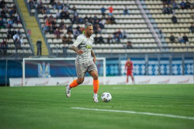 ZAPORIZHZHYA, UKRAINE - 20 Eylül 2020: Marlos Ukrayna Premiere Ligi Zorya Luhansk FC Shakhtar Donetsk 'e karşı