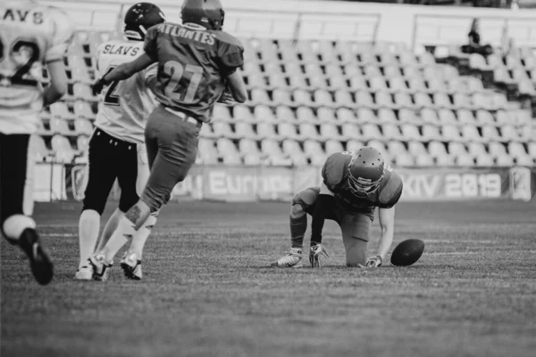 Kharkiv Ucrania Septiembre 2020 Jugadores Fútbol Americano Acción Durante Partido — Foto de Stock