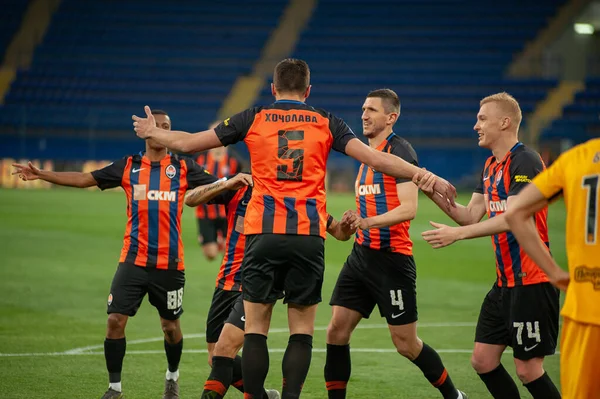 乌克兰哈尔科夫 2019年5月11日 Shakhtar Donetsk在Shakhtar Donetsk和Olexandriya的比赛中连续进球庆祝 — 图库照片