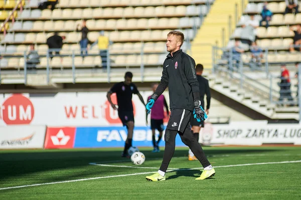 Zaporizhzhya Ukraine September 2020 Mykyta Shevchenko Keeper Actie Tijdens Voetbalwedstrijd — Stockfoto