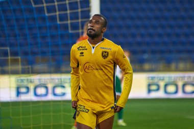 KHARKIV, UKRAINE - 5 Ekim 2020 Lukas Ventura. PFL Metallist-1925 Futbol Maçı - Polissya