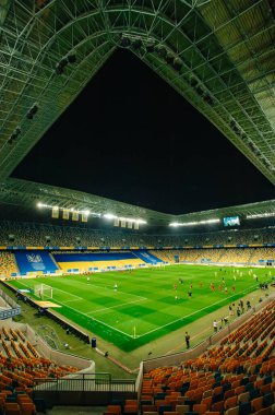 Lviv, Ukrayna - 3 Eylül 2020: UEFA Ligi Milletler Ligi Ukrayna - İsviçre maçı sırasında Lviv Arena Spor Stadyumu