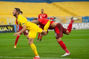 Lviv, Ukrayna - 03 Eylül 2020: Haris Seferoviç UEFA Ligi Ukrayna - İsviçre maçında