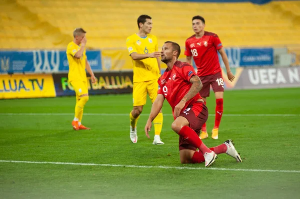 Lvov Ukrajina Září 2020 Haris Seferovic Během Fotbalového Utkání Národů — Stock fotografie