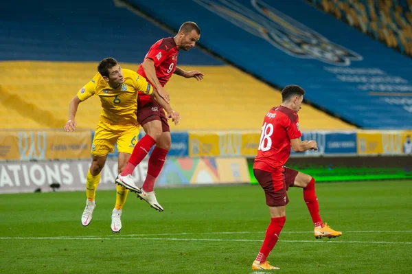 Lvov Ukrajina Září 2020 Haris Seferovic Během Fotbalového Utkání Národů — Stock fotografie