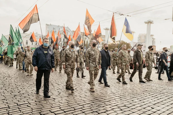 Kharkiv Ukraine October 2020 민족주의자 조직의 구성원 러시아 우크라이나 전쟁에 — 스톡 사진