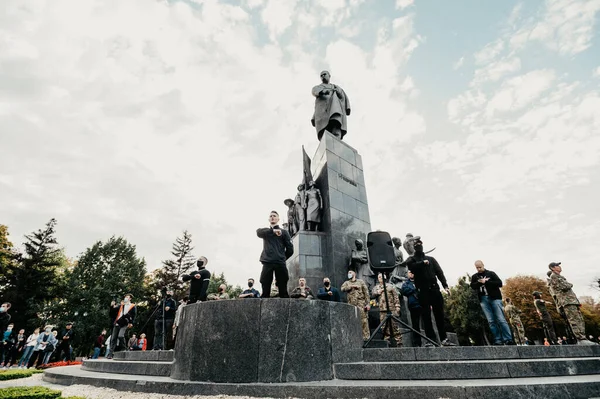Kharkiv Ucrania Octubre 2020 Miembros Organizaciones Nacionalistas Veteranos Ucranianos Guerra — Foto de Stock