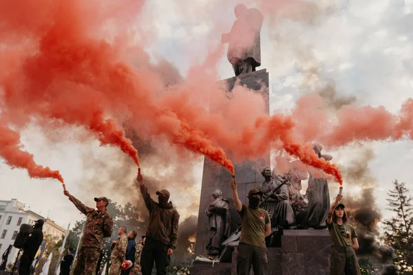 Kharkiv Ukraine October 2020 민족주의자 조직의 구성원 러시아 우크라이나 전쟁에 — 스톡 사진