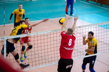 KHARKIV, UKRAINE - 17 Ekim 2020: Süper Lig VC Lokomotiv 'in voleybol maçı - VC Service Podillya