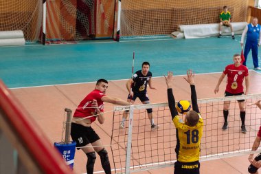 KHARKIV, UKRAINE - 17 Ekim 2020: Süper Lig VC Lokomotiv 'in voleybol maçı - VC Service Podillya
