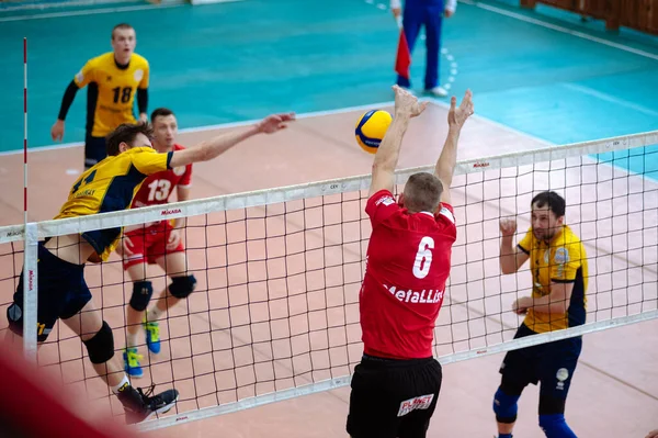 Kharkiv Ucrania Octubre 2020 Partido Voleibol Superliga Lokomotiv Service Podillya — Foto de Stock