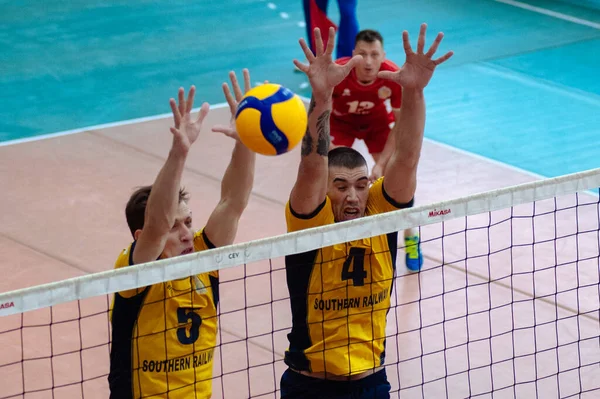 Kharkiv Ukraine October 2020 Volleyball Match Superleague Lokomotiv Service Podillya — Stock Photo, Image