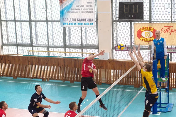 Kharkiv Ucrania Octubre 2020 Partido Voleibol Superliga Lokomotiv Service Podillya —  Fotos de Stock