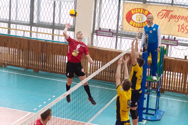 Kharkiv Ukraine Oktober 2020 Volleybollmatchen Superleague Lokomotiv Service Podillya — Stockfoto