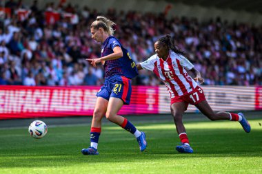 COLOGNE, GERMANY - 6 Eylül 2025 Google Pixel Women Bundesliga 1.FC Koeln Frauen-RB Leipzig Frauen maçı Franz Kremer Stadyumu 'nda.