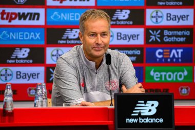LEVERKUSEN, GERMANY - 10 Eylül 2025: Kasper Hjulmand - Bayarena 'da basın toplantısı.