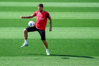 LEVERKUSEN, ALMANY - 10 Eylül 2025: Robert Andrich - Bayer 04 Leverkusen Bayarena 'da Uygulama.