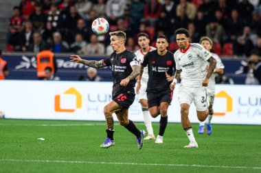 LEVERKUSEN, GERMANY - 12 EYLÜL, 2025: Alejandro Grimaldo - Bundesliga maçı Bayer 04 Leverkusen ve SG Eintracht Frankfurt Bayena 'da. 
