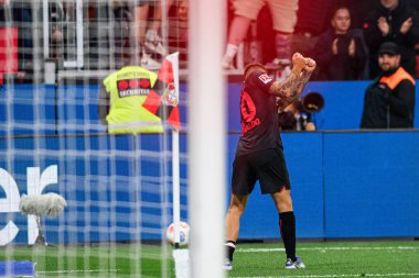 LEVERKUSEN, GERMANY - 12 EYLÜL, 2025: Alejandro Grimaldo - Bundesliga maçı Bayer 04 Leverkusen ve SG Eintracht Frankfurt Bayena 'da. 