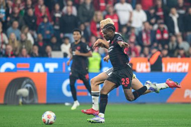 LEVERKUSEN, GERMANY - 12 SEPTEMBER, 2025: Nathan Tella, Oscar Hojlund - Bundesliga maçı Bayer 04 Leverkusen vs SG Eintracht Frankfurt at Bayena. 