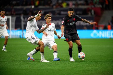 LEVERKUSEN, GERMANY - 12 SEPTEMBER, 2025: Ritsu Doan, Jean Matteo Bahoya, Ezequiel Fernandez - Bundesliga maçı Bayer 04 Leverkusen-SG Eintracht Frankfurt. 
