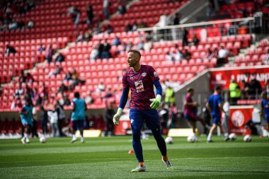 Mainz, Almanya - 13 Eylül 2025: Peter Gulacsi - Bundesliga maçı 1. FSV Mainz 05, Mewa Arena 'da RB Leipzig' e karşı. 