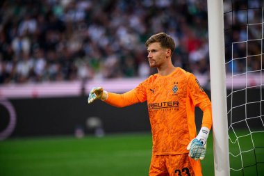 MOENCHENGLADBACH, GERMANY - 14 Eylül 2025: Moritz Nicolas - Bundesliga Borussia Moenchengladbach - Borussia Park 'ta SV Werder Bremen' e karşı futbol maçı.