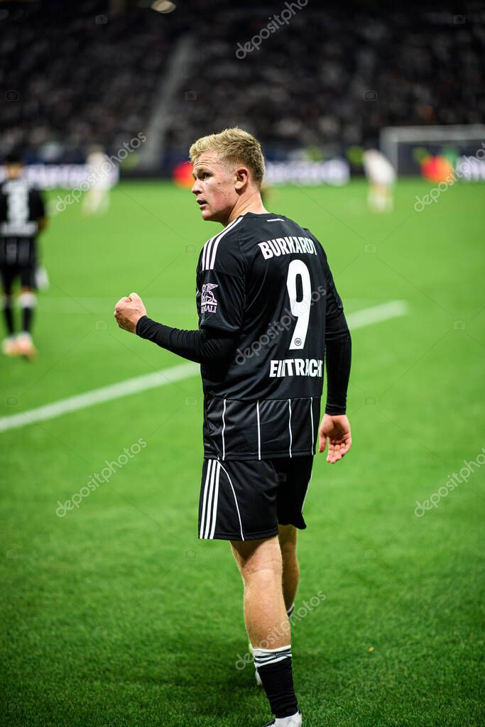 FRANKFURT, GERMANY - 18 SEPTEMBER, 2025: Jonathan Burkardt, goal - The match UEFA Champions League Eintracht Frankfurt v Galatasaray A.S. at Deutsche Bank Park.