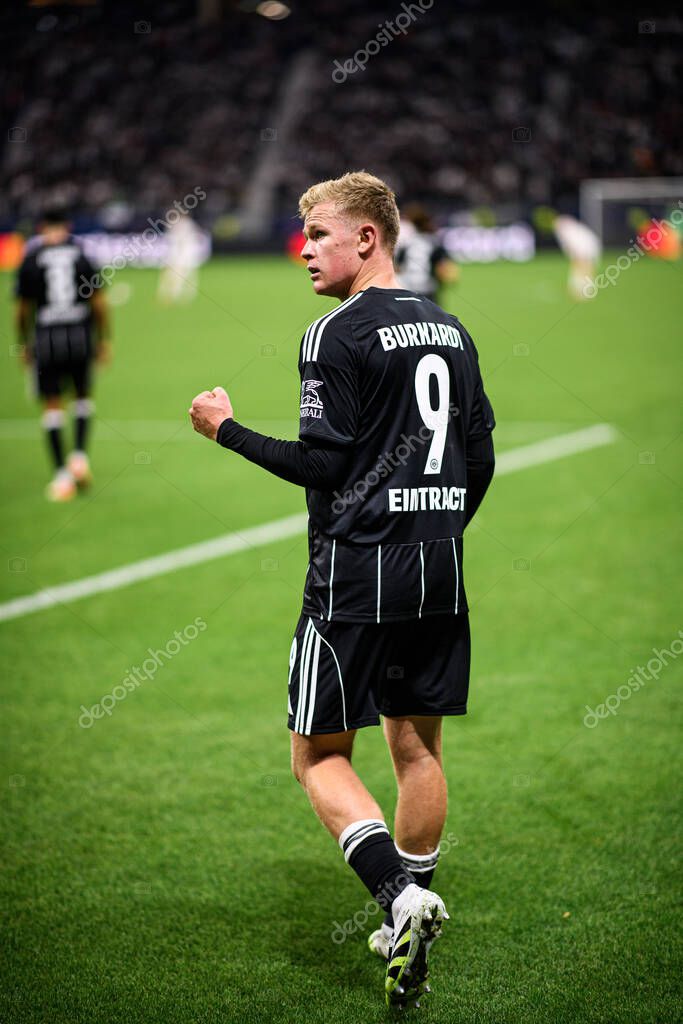 FRANKFURT, GERMANY - 18 SEPTEMBER, 2025: Jonathan Burkardt, goal - The match UEFA Champions League Eintracht Frankfurt v Galatasaray A.S. at Deutsche Bank Park.