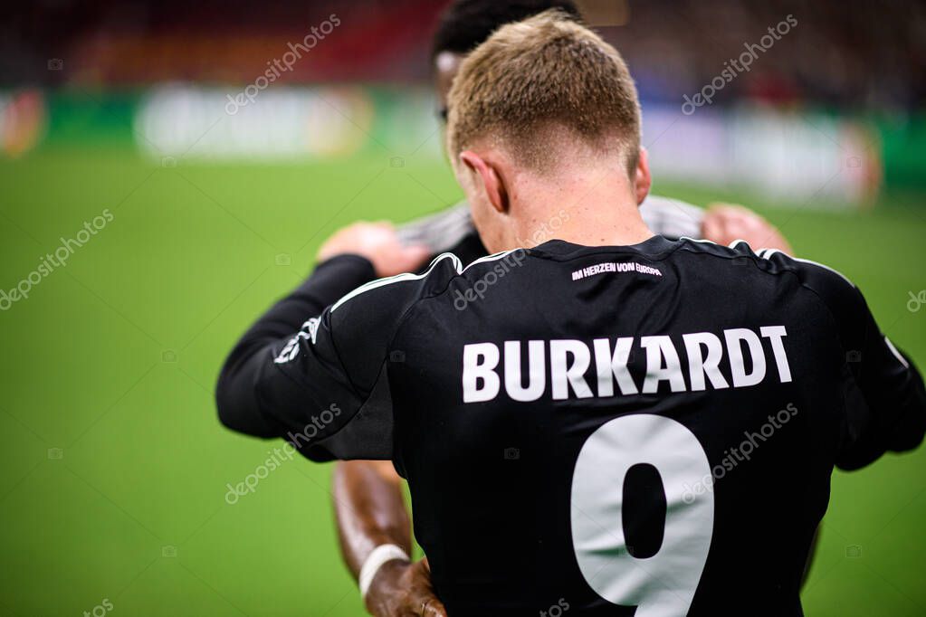 FRANKFURT, GERMANY - 18 SEPTEMBER, 2025: Jonathan Burkardt, goal - The match UEFA Champions League Eintracht Frankfurt v Galatasaray A.S. at Deutsche Bank Park.