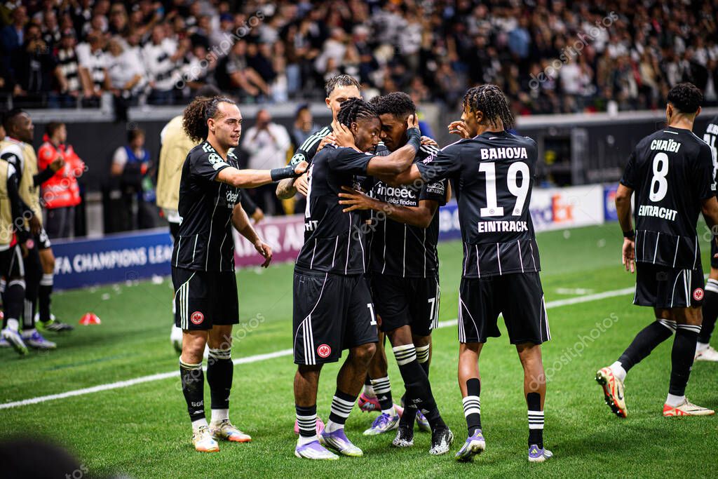 FRANKFURT, GERMANY - 18 SEPTEMBER, 2025: Ansgar Knauff, goal - The match UEFA Champions League Eintracht Frankfurt v Galatasaray A.S. at Deutsche Bank Park.