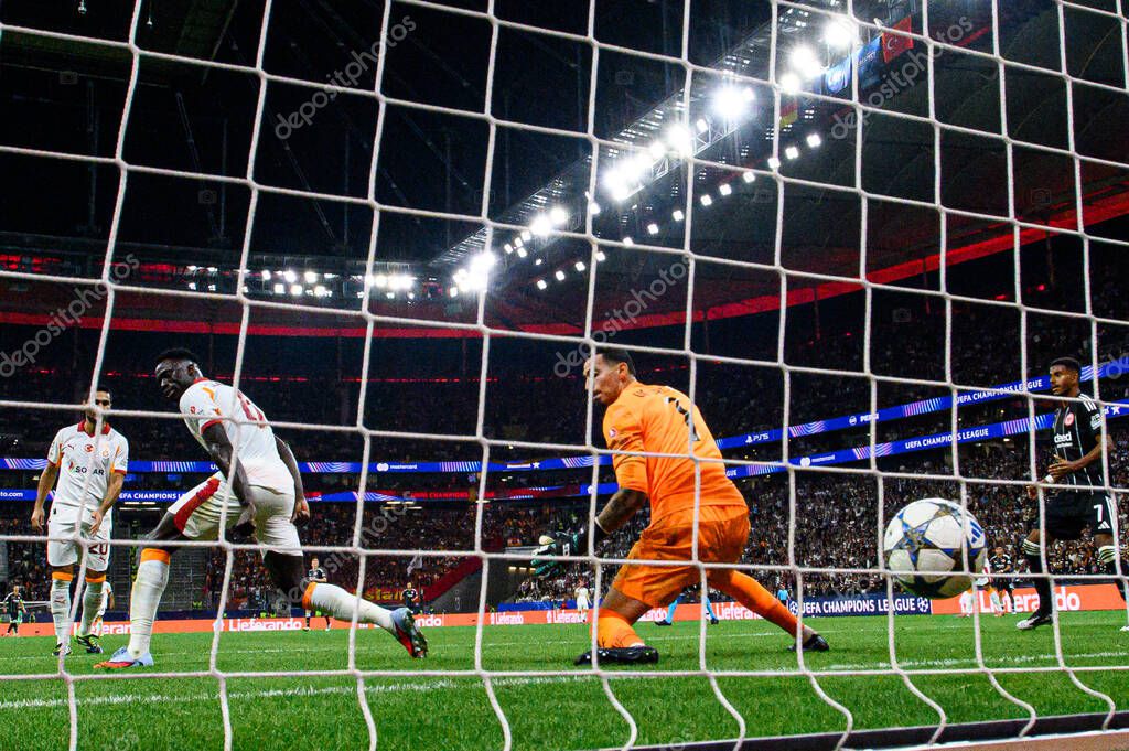 FRANKFURT, GERMANY - 18 SEPTEMBER, 2025: Ugurcan Cakir, camera gate, goal - The match UEFA Champions League Eintracht Frankfurt v Galatasaray A.S. at Deutsche Bank Park.