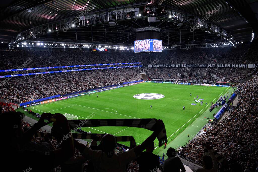 FRANKFURT, GERMANY - 18 SEPTEMBER, 2025: logo - The match UEFA Champions League Eintracht Frankfurt v Galatasaray A.S. at Deutsche Bank Park.