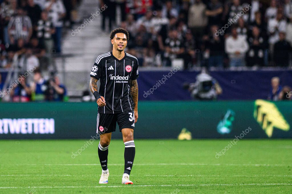 FRANKFURT, GERMANY - 18 SEPTEMBER, 2025: Nnamdi Collins - The match UEFA Champions League Eintracht Frankfurt v Galatasaray A.S. at Deutsche Bank Park.