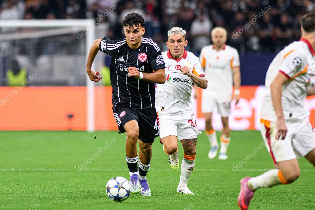 FRANKFURT, GERMANY - 18 SEPTEMBER, 2025: Can Uzun - The match UEFA Champions League Eintracht Frankfurt v Galatasaray A.S. at Deutsche Bank Park.