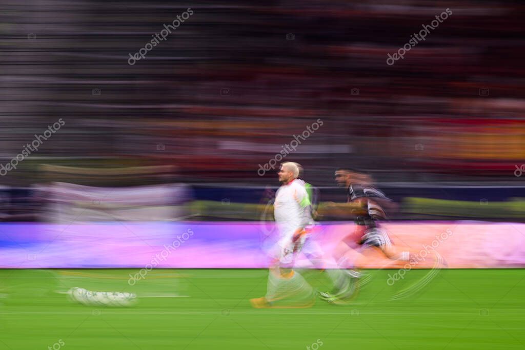 FRANKFURT, GERMANY - 18 SEPTEMBER, 2025: Mauro Icardi, Ellyes Skhiri - The match UEFA Champions League Eintracht Frankfurt v Galatasaray A.S. at Deutsche Bank Park.