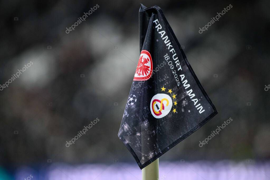 FRANKFURT, GERMANY - 18 SEPTEMBER, 2025: corner flag - The match UEFA Champions League Eintracht Frankfurt v Galatasaray A.S. at Deutsche Bank Park.