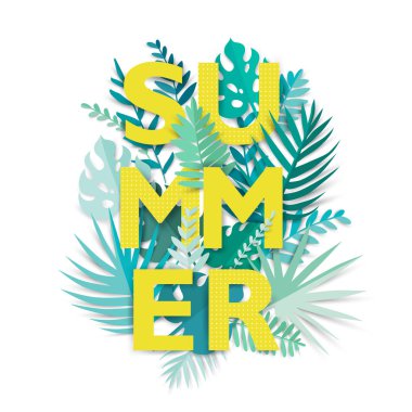 Dijital zanaat. Yaz tropikal arka plan