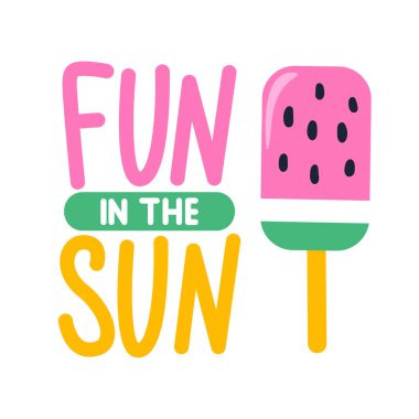 Vektör yaz kartı şirin pembe dondurma ile.