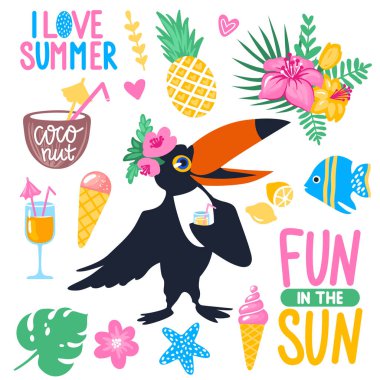 Yaz parlak Sticker koleksiyonu