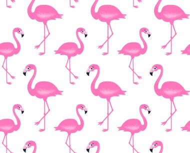 Vektör pembe flamingo seamless modeli. Yaz tropikal arka plan.