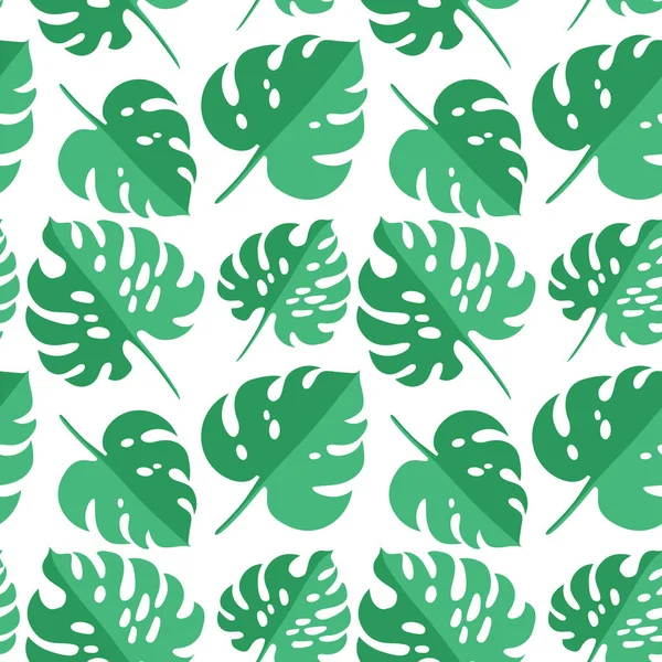 Modello senza cuciture tropicale vettoriale con foglie tropicali verdi — Vettoriale Stock